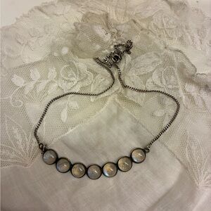 Silver Necklace with Moonstone Accents